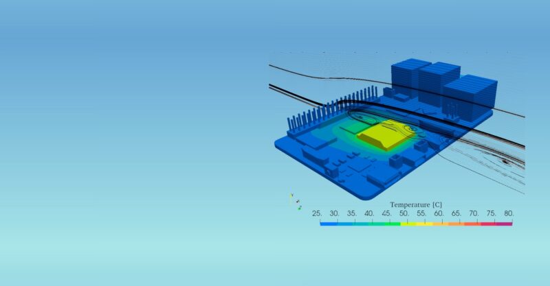 Dreidimensionales Diagramm zeigt Temperaturverteilung in einem Raspberry Pi mit grafischen Markierungen.